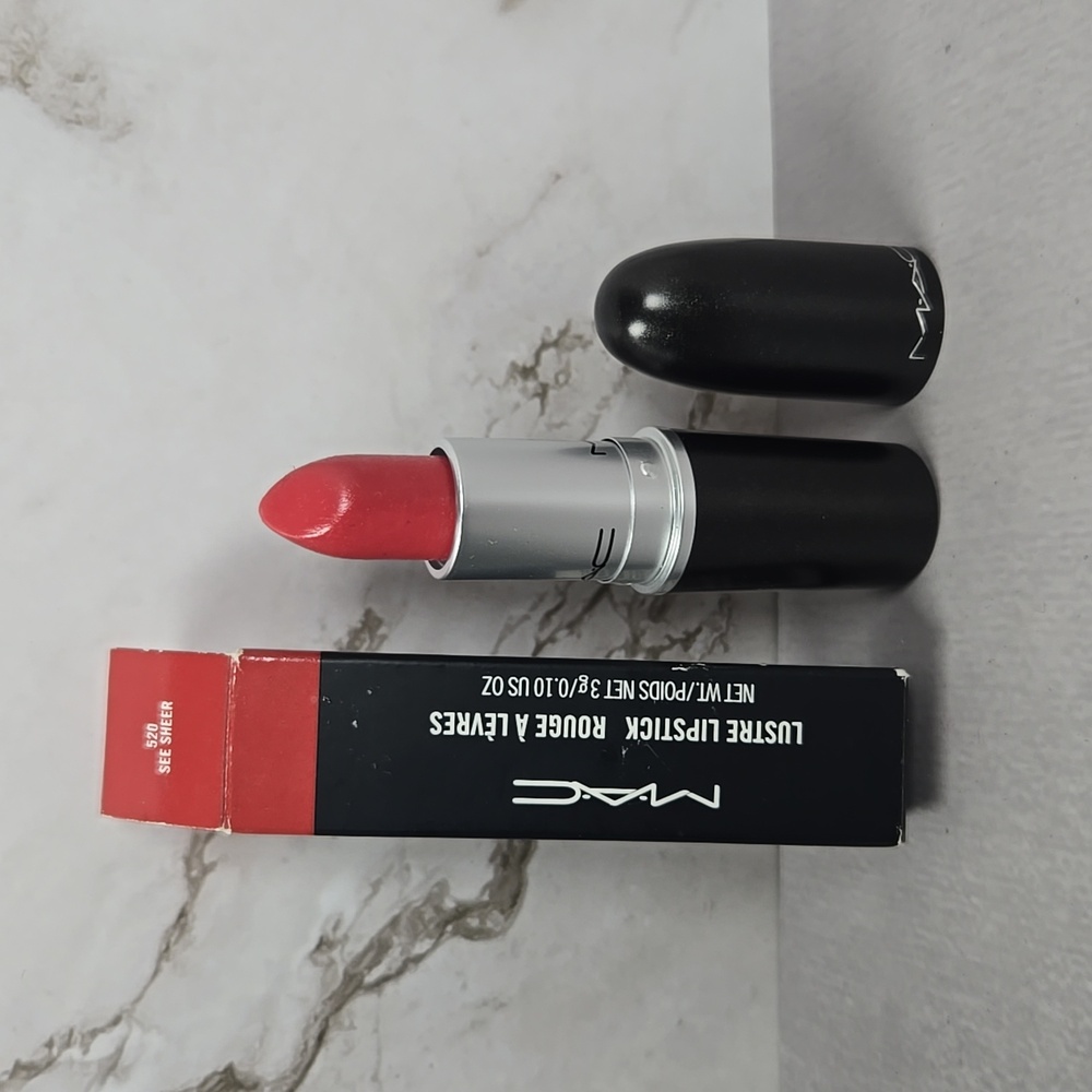 MAC Cosmetic Lustreglass Lipstick in Popular Shade - See Sheer. NIB